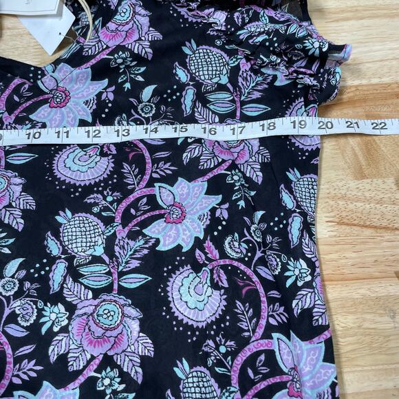 Mille NWT Klara Midi Dress Tropical Night Size XL Ruffle Sleeve Pleated Hem - Picture 10 of 11